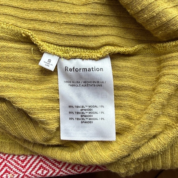 Reformation Chartreuse Ribbed Button-Up Top - Picture 5 of 5